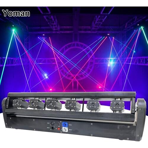 Laser Moving Head Bar Lamp 3W 6 Eyes RGB Stage Effect Bar Beam Moving Head Light DJ Party Disco Wedding Stage DMX512 Projector