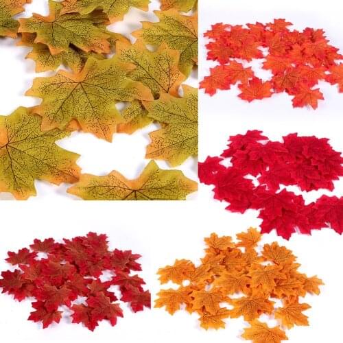Top Sale New Artificial Maple Leaves Simulation Decorative Maple Leaves Fake Fall Leaves For Home Wedding Party Decor 100Pcs/Set