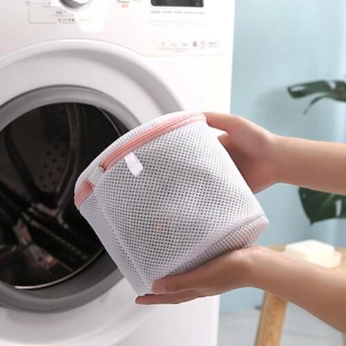 Laundry Bag Dense Mesh Anti-scratch Polyester Elastic Zipper Washing Bag Laundry Basket Protective Net for Home