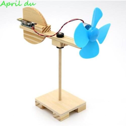 April Du Sience Experiment Toy DIY Wind Turbine Model Kits Wood Assembly Childrens Creative Educational Toys