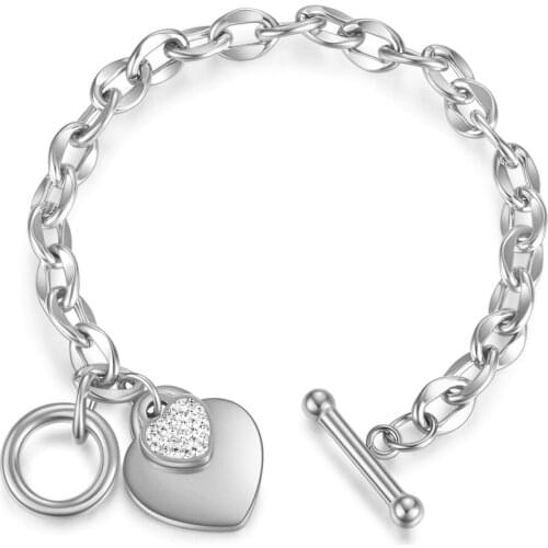 Fashion Heart Charm Bracelets For Women Gold Silver Color Stainless Steel Chain Bileklik Bangle Jewelry Gift