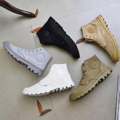 Mens Hiking Shoes Round Head Martin Boots Thick Bottom Boot Platform Retro Tooling Shoes Lace Shoes Paladin Military Boots