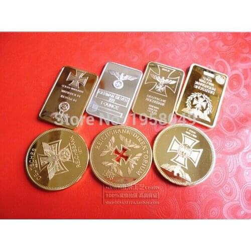 7pcs/set WW2 germany coin collection set GOLD plated german coin collection set