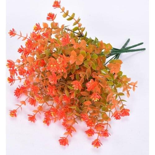 2021 New Artificial Plants Red Eucalyptus Leaf Grass Fall Decoration Wedding Fake Plants Flowers Home Garden Decor Accessories