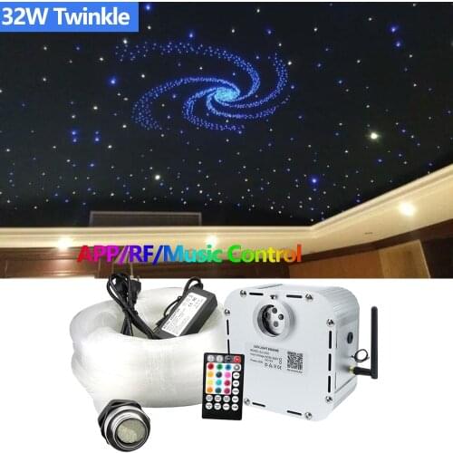 Fiber Optic Light 32W Twinkle RGB LED Ceiling Lights Starry Sky Effect 400Strands*4M with Smartphone APP Bluetooth Control