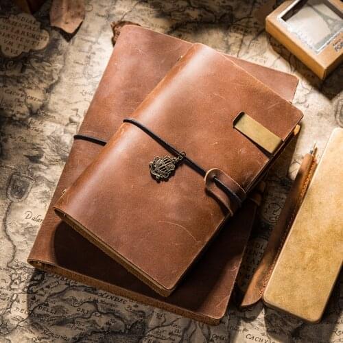Yiwi A5 A6 A7 Vintage Genuine Leather Notebook Diary Travel Journal Planner Sketchbook Agenda DIY Refill Paper School