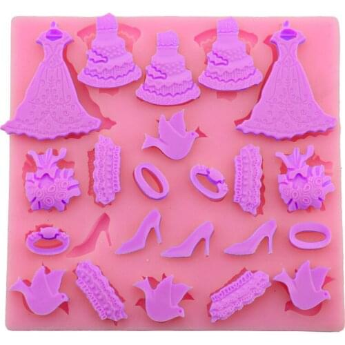 Princess Dress High Heels Chocolate Candy Cookie Cake Decorating Tools DIY Baking Fondant Silicone Mold