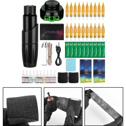 Complete Tattoo Pen Kit Makeup Cartridges Needles Power Regulator Power Supply-EU