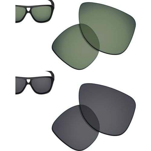 SmartVLT 2 Pairs Polarized Sunglasses Replacement Lenses for Oakley Dispatch 2-Grey Green and Solid Black