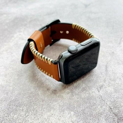 Handmade Punk Hand Stitch Bracelet For Apple Watch Strap 38mm 42mm 40mm 44mm Real Leather iWatch Band Watchband Series 2 3 4 5