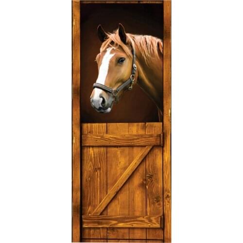 Self-Adhesive Door Wall Murals Removable Horse Door Wall Stickers For Interior Doors Home Office Door Wallpaper
