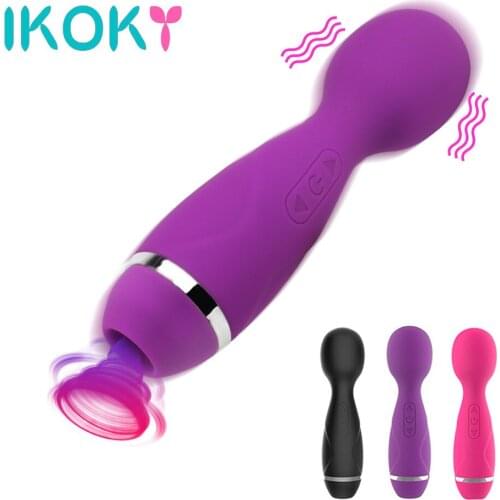 IKOKY Clitoris Stimulator Dildo AV Stick Vibrator Female Vagina Sucking Sex Toys for Women 8 Vibrating + 5 Sucking Mode