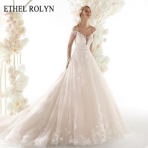 ETHEL ROLYN Spaghetti Straps Princess Wedding Dress With Sleeves Sexy Backless Beaded Appliques Wedding Gowns Vestido De Noiva