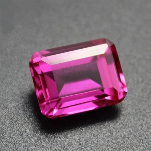 High Quality Pink Ruby Rectangle Faceted Gemstone Emerald Cut Pink Ruby Gem 4 Sizes to Choose GR15
