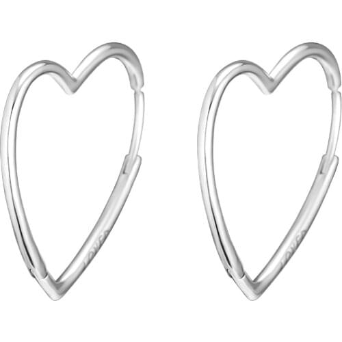 CKK Silver 925 Jewelry Asymmetric Hearts of Love Large Hoop Earrings For Women Sterling Silver Original Earring