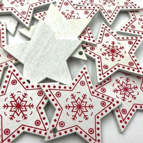 10pcs White Merry Christmas Kids Star Sewing Wood Buttons 50mm Craft W503