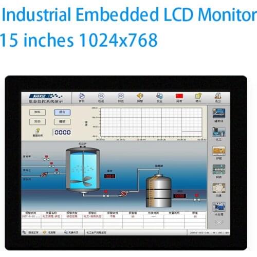 15 Inch Monitor for Tablet Industrial LCD Display Desktop Screen VGA HDMI DVI 1024*768 Not Touch Screen Buckles Mounting