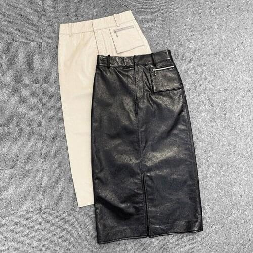 2021 New Style Women Real Aurora Sheepskin Denim Skirt