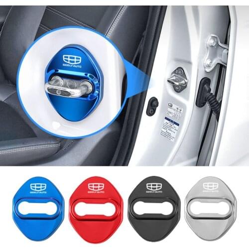 4Pcs Metal Car Door Lock Buckle Cover Decoration Accessories For Geely Coolray Emgrand EC7 Panda Tugella MK CK GX3 Azkarra 2021