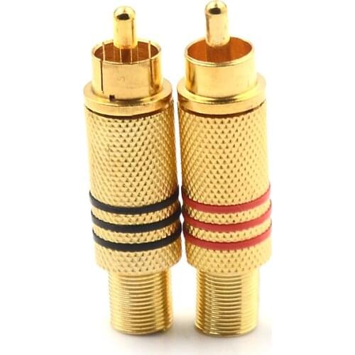 4PCS RCA Connector Male Jack Plug AV Plugs For PC Audio Vedio Welding DIY Parts Gold Red Black Metal Spring Accessories