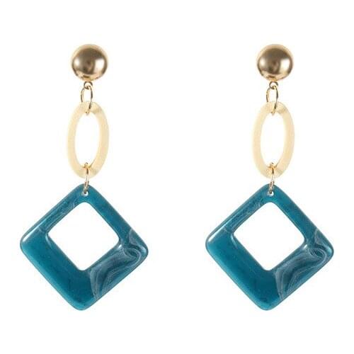 Hot jewelry wholesale Distribution 1Pair Of Large Square Smooth Long Earring Blue Square Acrylic Earrings women Charming Brincos