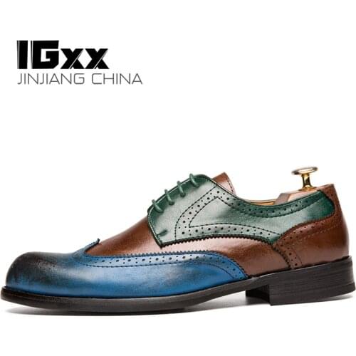 IGxx Brogue Shoes For Men Oxford Pointed Toe Business Serpentine Shoe Tassels Loafers Rubber Sole Flat Dress Shoes Wedding Shoes