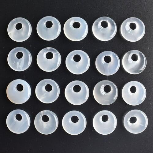 Good quality natural white onyx gogo donut charms pendants beads 18mm for jewelry making Wholesale 20pcs/lot
