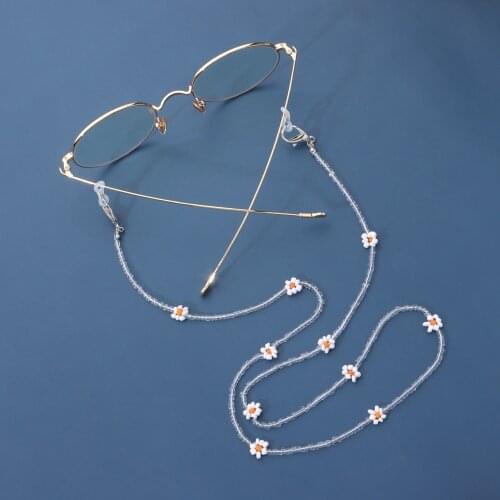 Trendy Acrylic Beads Daisy Eyeglass Chain Lanyard Flowers Reading Glasses Chains For Face Women New Sunglasses Hold Straps Cords