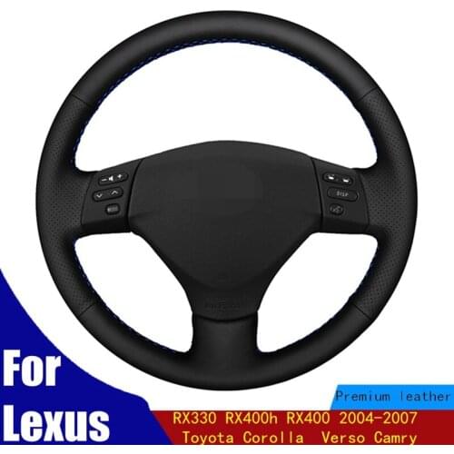 DIY Car Steering Wheel Cover Soft Black PU Artificial Leather For Lexus RX330 RX400h RX400 2004-2007 Toyota Corolla Verso Camry