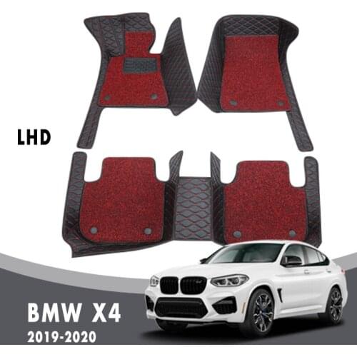 Double Layer Wire Loop Car Floor Mats Carpets For BMW X4 2020 2019 Interior Accessories Leather Custom Styling Protector Covers