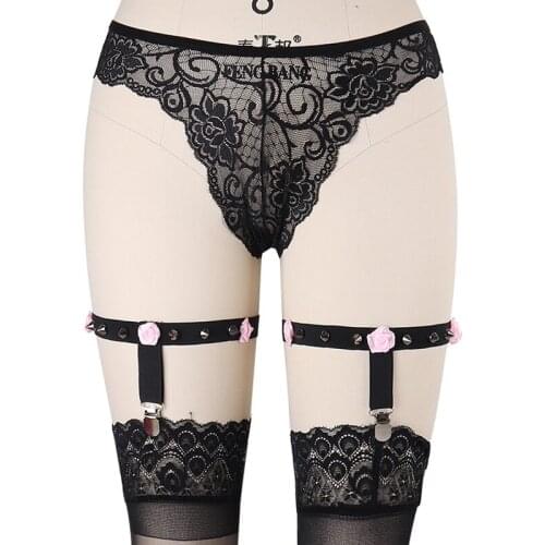 Elastic Leg Garters Polyester Cage Harness Fetish Suspenders Belt Sexy Stockings Garters 90s Rave Wear Sock Garters P0009