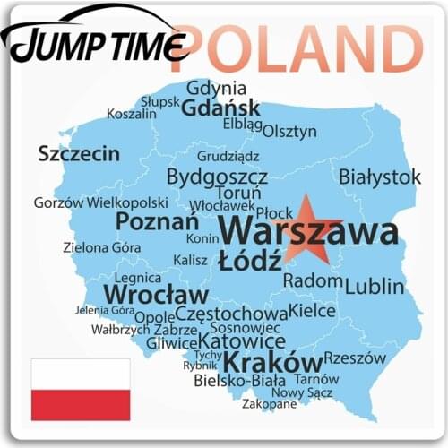 Jump Time for Poland Map Vinyl Stickers Flag Travel Sticker Laptop Luggage Camper Door Decal Waterproof Car Accessories