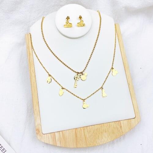 Cartoon Kawaii Mouse Pendant Necklace Titanium Steel Chain Necklace Inlaid Crystal Fashion Trendy Women Jewelry Birthday Gift