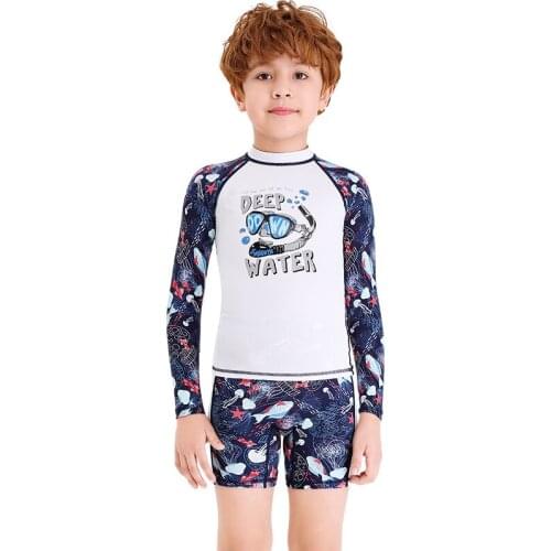 Swimming Suit 2 Piece For Children Long Sleeve Boys Beachwear Bathing Rushguard Girl Swim Wear Teenager Swimwear Kids Separate