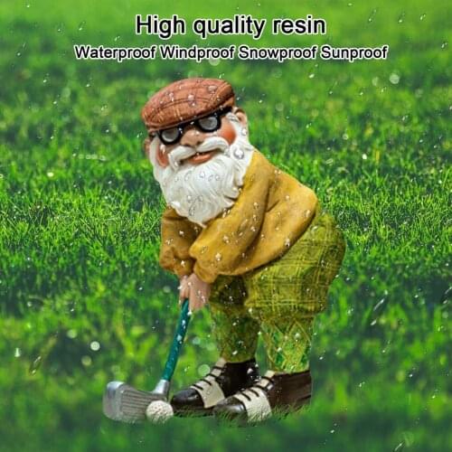Miniature Dwarf Garden Ornaments Resin Golfing Gnome Crafts Home Outdoor Garden Lawn Decoration Collection Birthday Gift