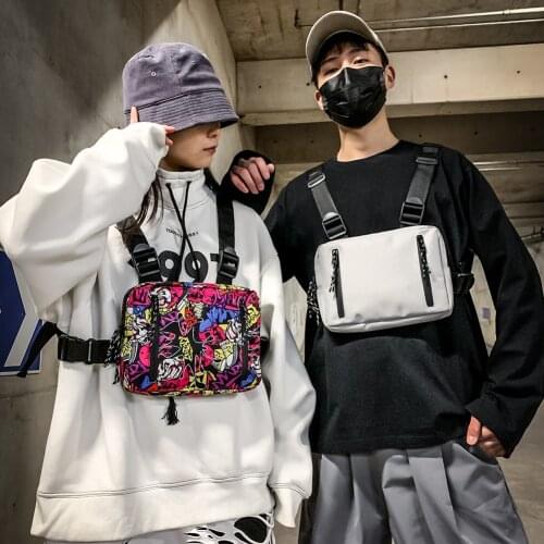 Hip Hop Style Crossbody Shoulder Chest Bag For Men Women Multi-function Chic Unisex Oxford Streetwear Bag Vest Waist Packs