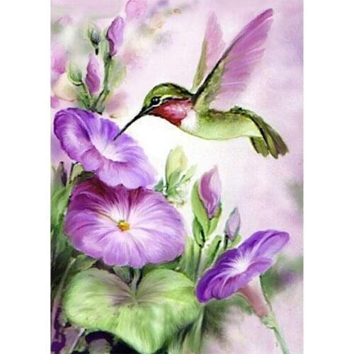 5D Diamond Painting Kits Full Drill,Hummingbird Rhinestone Embroidery Cross Stitch Kits for Adults Home Decor Birds and Flowers