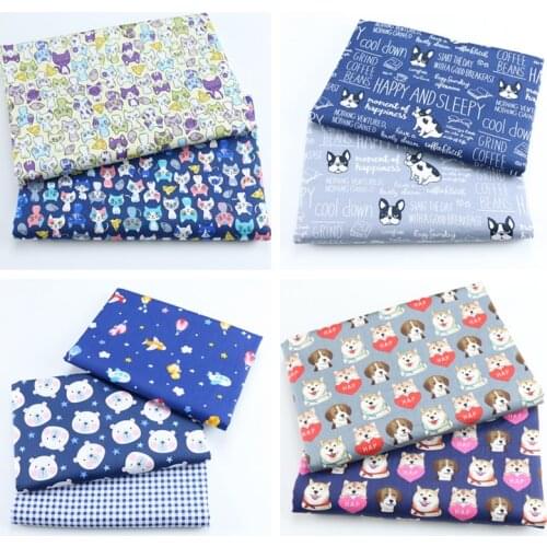 New Cartoon Dog Cats Diy Sewing Cloth For Patchwork Quilting Baby Cribs Cushions Dress Sewing Tissus Tilda 100% Cotton Fabric