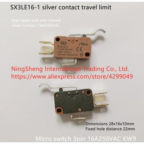 Original new 100% SX3LE16-1 silver contact travel limit micro switch 3pin 16A250VAC KW9