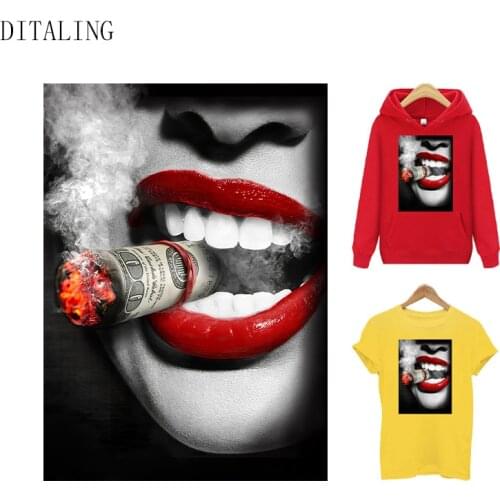 Lip Patch Thermal Sticker On Clothes Heat Transfer Vinyl Patch Fashion Girl DIY Appliqued On Punk Clothes Jacket T-Shirt Sticker