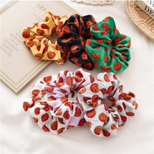 Fashion Ball Print Sport Elastic Hair Bands Cute Flannel Hair Tie For Women Girl Halloween Hair Accessories Ornaments Headwear