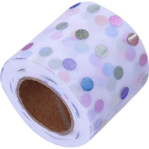 Glitter Tulle Roll 6/10cm Mesh Ribbon Spool Roll with Sparkling Dots 25 Yards Long for Gift Packing DIY Craft WWO66