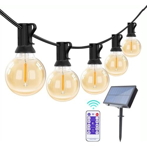Garden Fairy Garland Solar Light Outdoor G40 Led Globe Solar Lamp with Remote Wedding Patio Decor Camping Bulbs String Lights