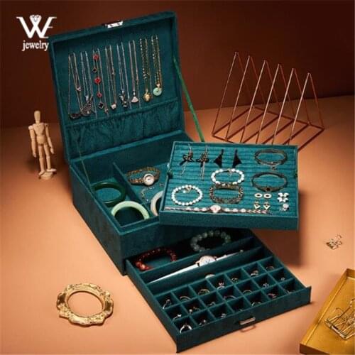 WE Oversize Jewelry Box Organizer for Women Girls Two Layers Jewelry Display Storage Holder Case for Necklace Earrings Bracelets