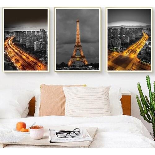 Nordic simple black and white building tower canvas print decorative painting living room bedroom study poster murals