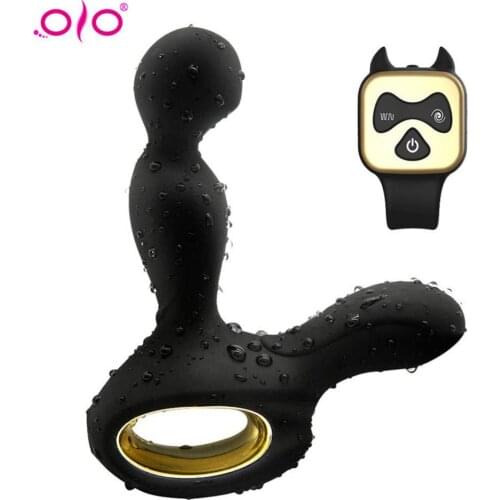 OLO Prostate Massager Rotating Anal Vibrator Silicone Male Butt Plug Anus Vibrating Sex Toy For Men G-spot Stimulation