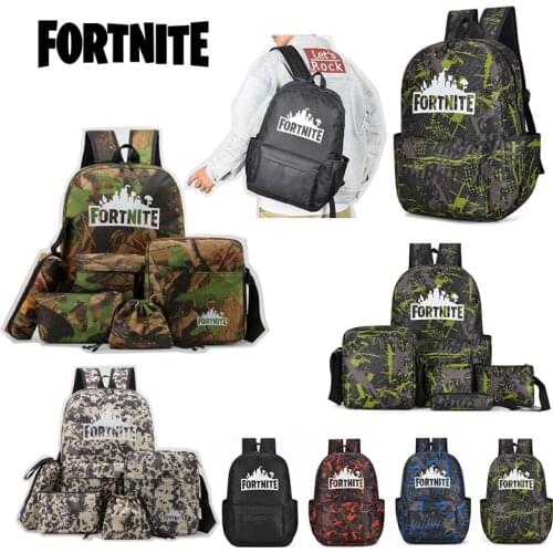 5pcs/set Fortnite game luminous school bag men and women study bag for teenagers unisex campus kids large-capacity backpack gift