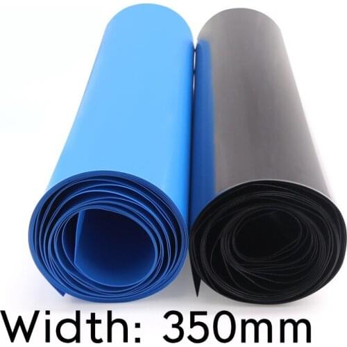 Width 350mm (Diameter 220mm) Lipo Battery Wrap PVC Heat Shrink Tube Insulated Case Sleeve Protection Cover Flat Pack Black Blue