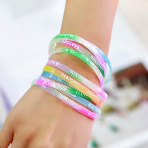 10pcs/set Waterproof Fashion Sports Silicone Bracelet Wristband for Men Women Students Color Random