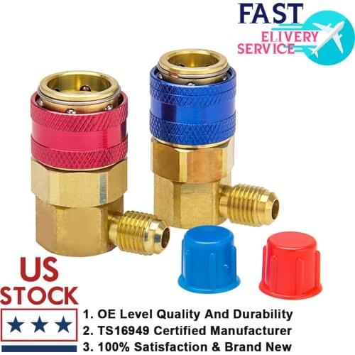 Set Of High Quality AC Manifold Gauge R134a Hose Conversion Quick High&Low Adapter Fitting Coupler L connector